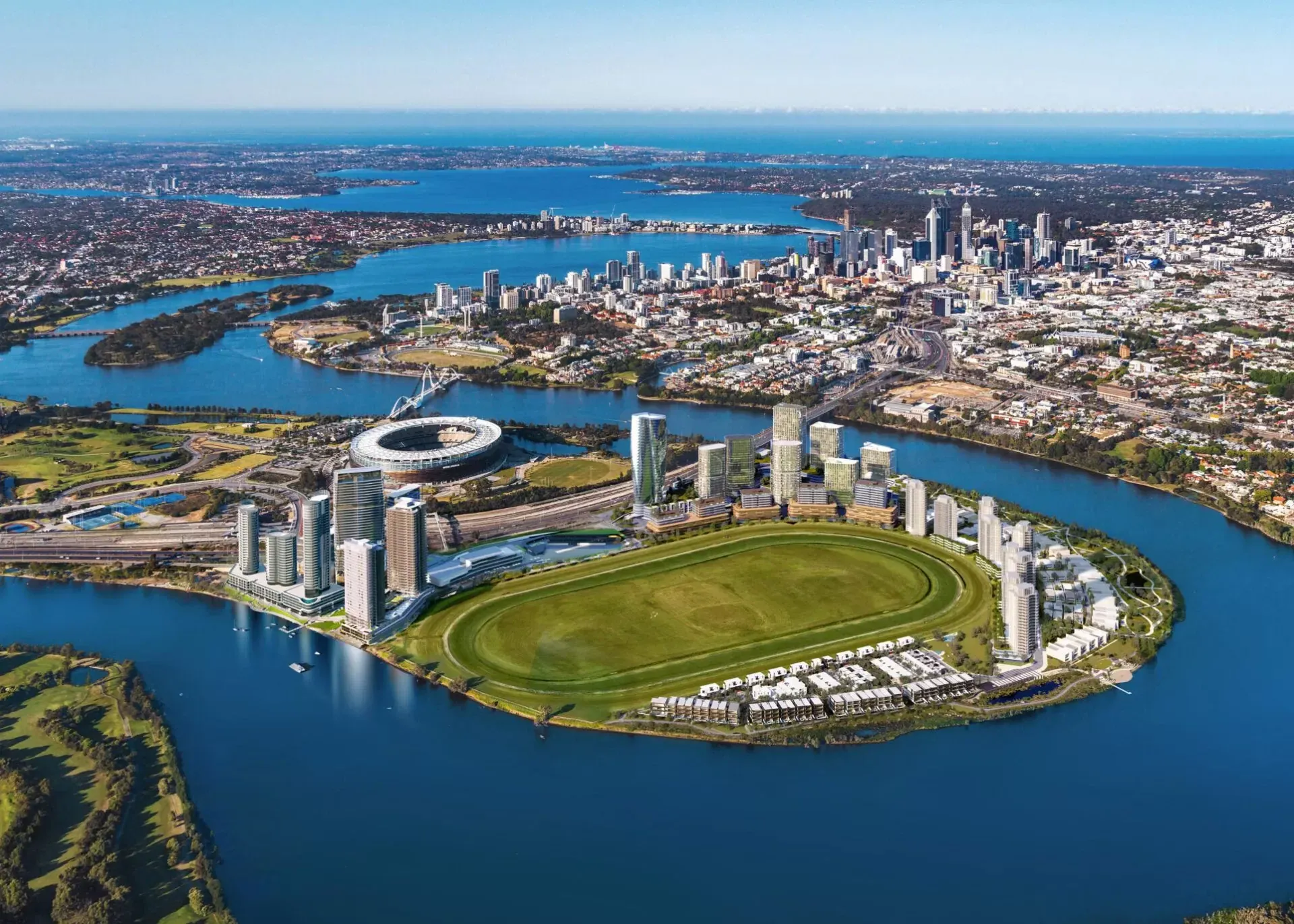 Burswood Point precinct aerial